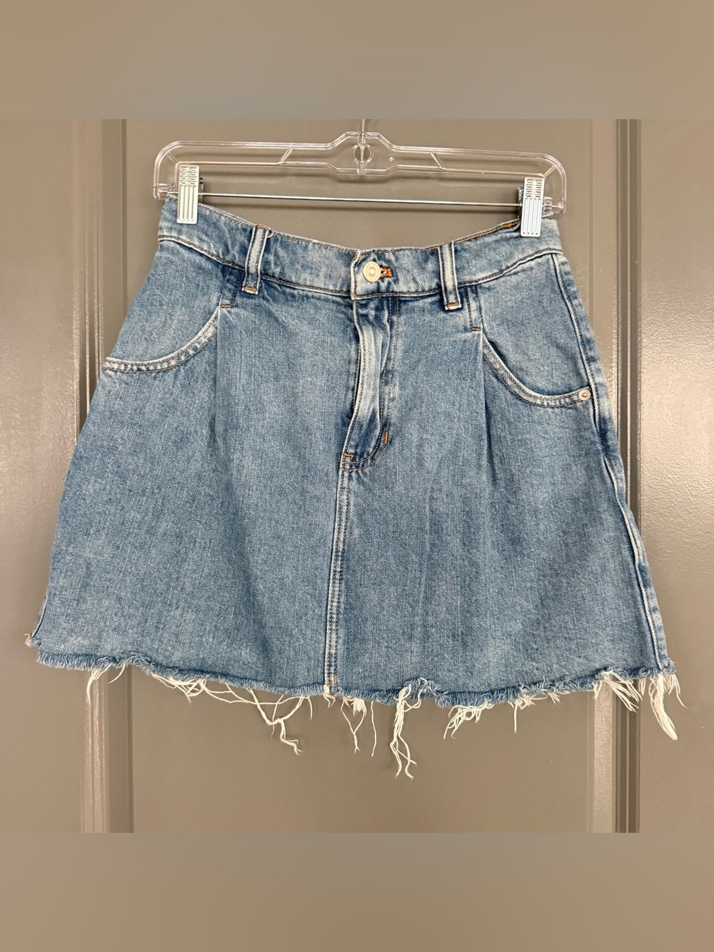 We the Free People Pleated Light Wash Cosmico Flirt Skirt Size 26